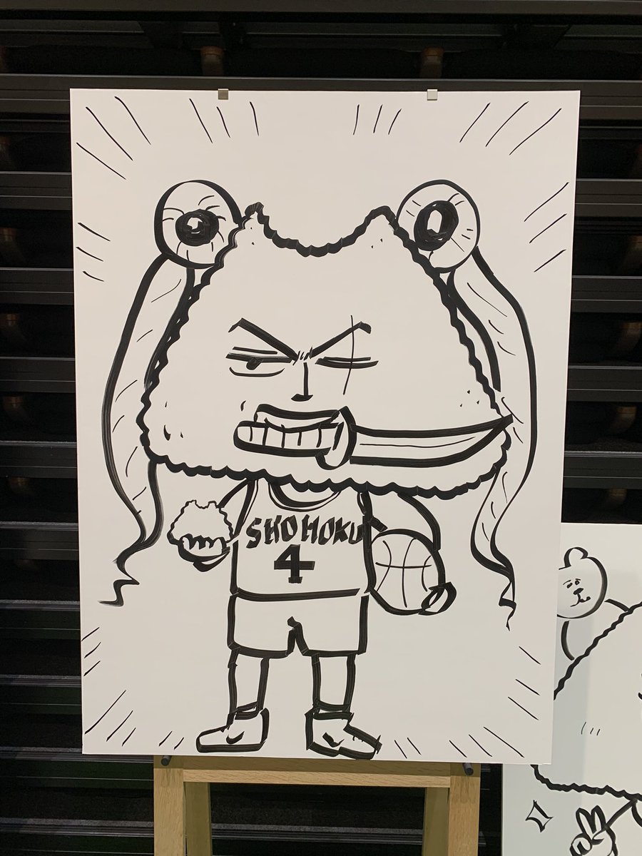「おむすび横丁」ライブペイント無事終了しました! 参加してくれた皆様ありがとうございました! 「おむすび大将」を子供たちのリクエスト全部入れで描いたらけっこうな仕上がりになりました!