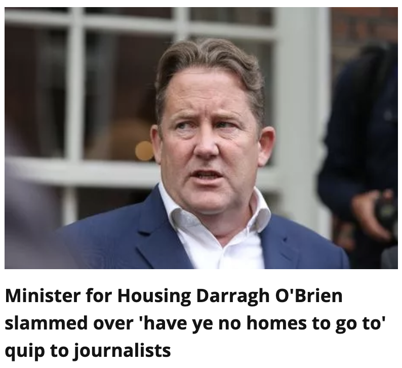 Minister for housing ? Minister for homelessness is more accurate, with 12,847 homeless including 3,829 children. Shameless gombeen