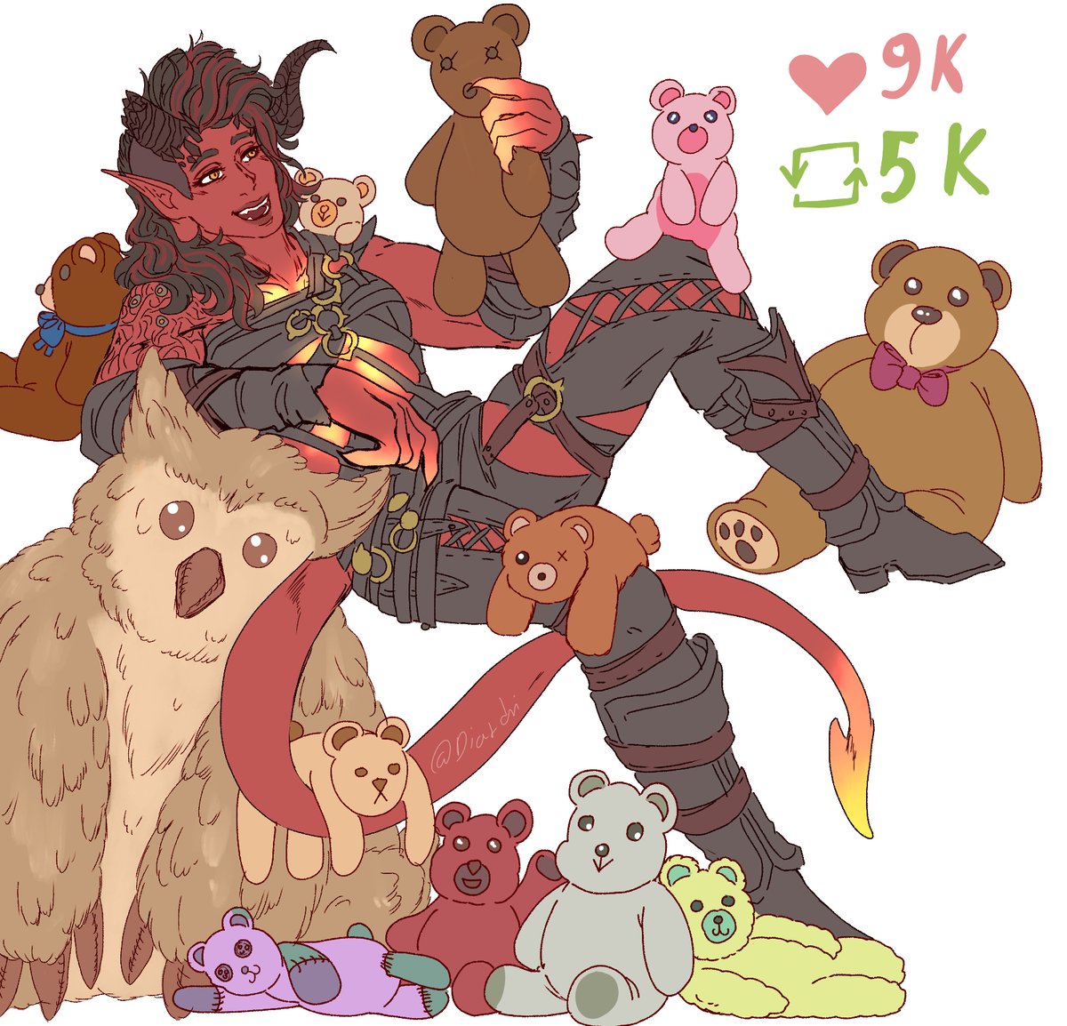 Okay so Karlach is comfortably lounging now but I think she could use a little friend time... which companion-teddy should we give her? Poll below

#BG3 #BaldursGate3