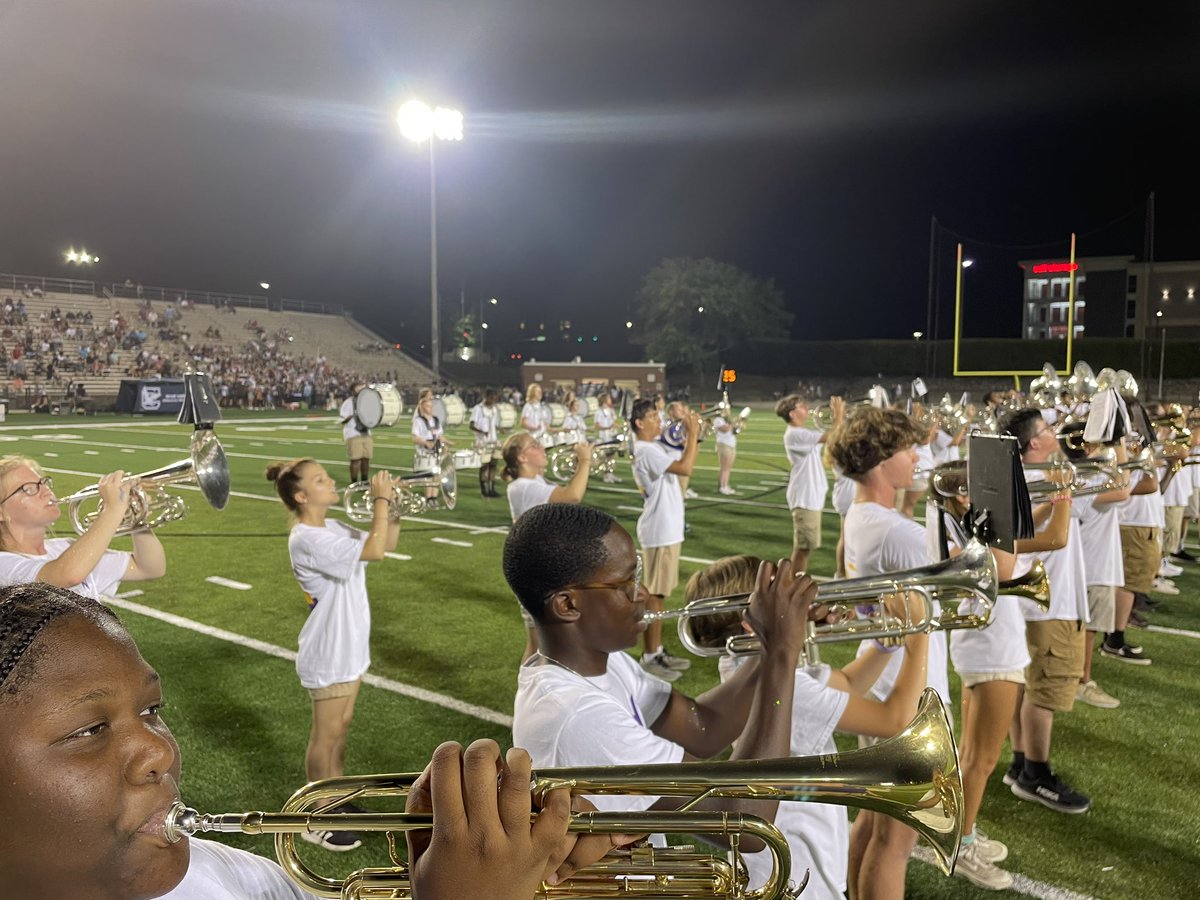 NHSBands's tweet photo. Friday Night Lights with the Purple Regiment. https://t.co/0FIryHbJ8r