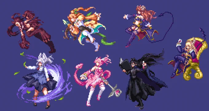 頭身高めで強そうなドット絵まちカドまぞくを描くシリーズ「リコくん」追加してみました、ばんだ荘の戦力が高い 