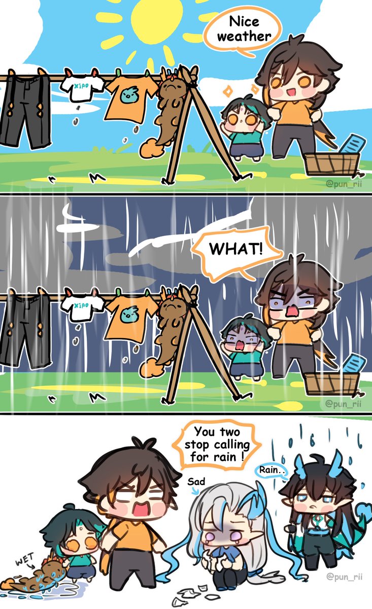 When you finish laundry and suddenly rainfall 🤣🤣🤣🤣 #Neuvillette #danheng #danhengIL #zhongli #xiao