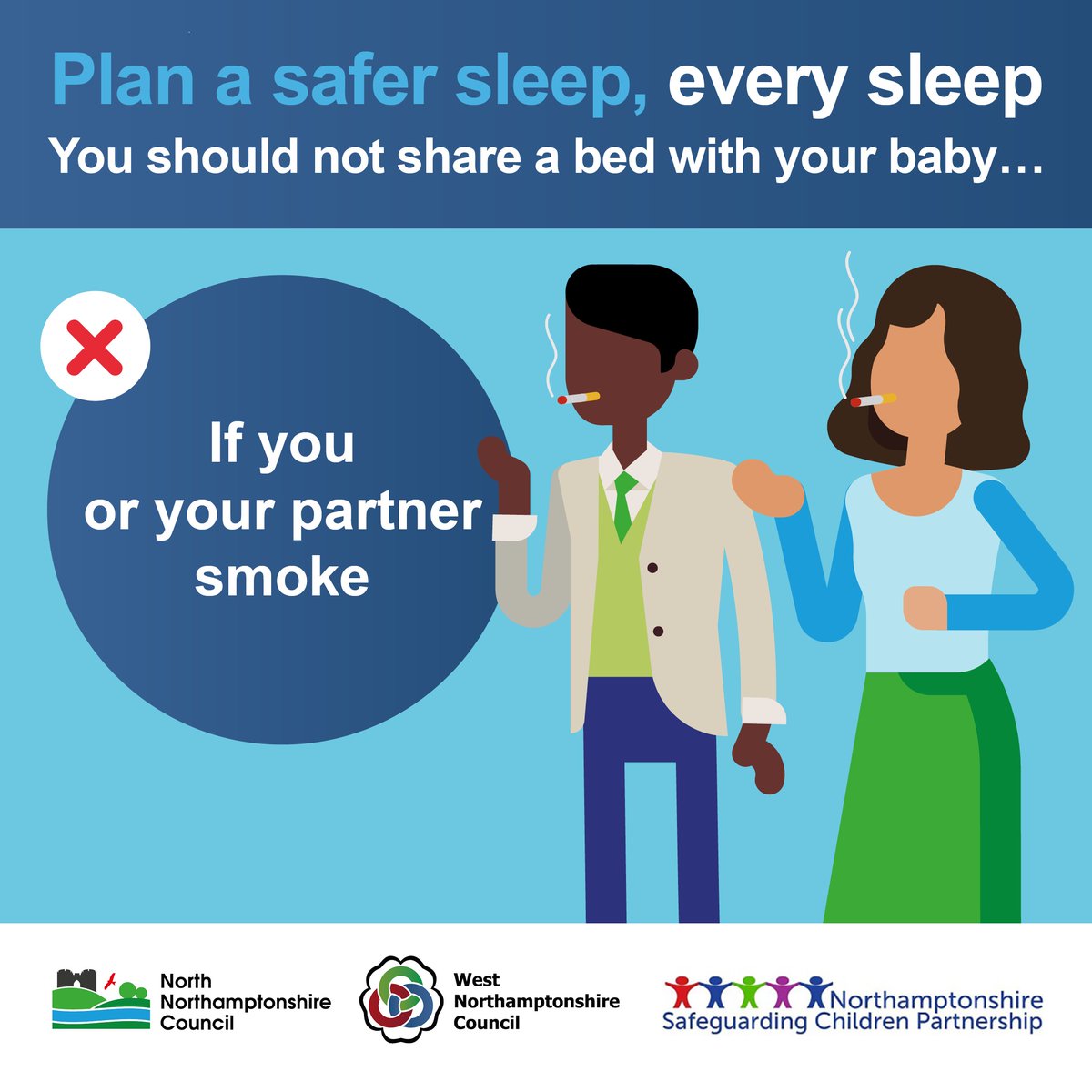 Smoking around your baby increases the risk of sudden unexpected infant death. It is always best to put baby in their own clear, flat separate sleep space, such as a cot or Moses basket in the same room as you. Visit the Lullaby Trust to find out more bit.ly/3uMzXkE