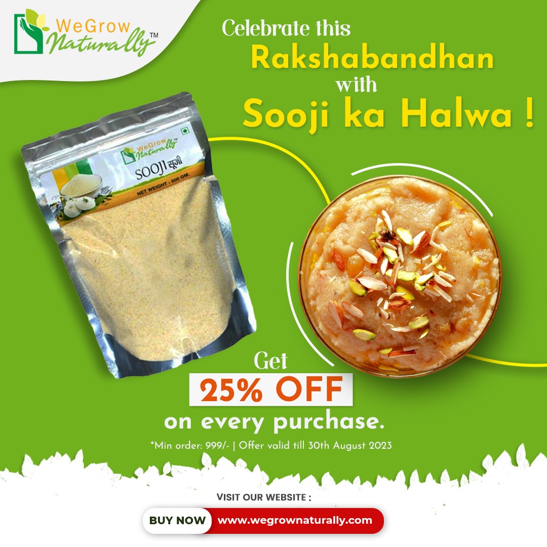 WGrownaturally's tweet photo. Add Sweetness in Rakshabandhan❤❤
Celebrate with Sooji Ka Halwa! 
Enjoy 25% Off on Every Purchase of 999 and Create Memorable Moments.
 Offer valid till 30th August. 🎉🍯

#organicproducts #organicproducts  #organicfood #wegrow  #goorganic https://t.co/SGe2yLdLDa