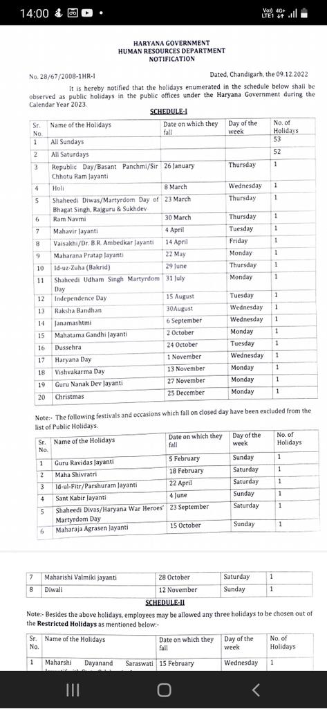 pasrija_rajesh's tweet photo. @cmohry @mlkhattar @Dchautala  @csharyana   as per schedule  I of Holidays during Calender year 2023-24, Holiday declared for Raksha Bandhan.  Please also declare same under NI Act.
#RakshaBandhan https://t.co/3d2nxZelkE