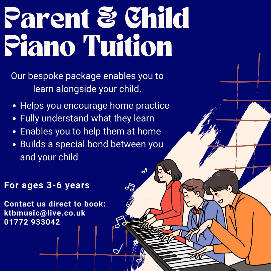 We're launching our brand new, Parent & Child piano tuition package! Learn alongside your child in our specially tailored, dual piano room!

#music #musictuition #pianotuition #lancashire #preston #parentandchild #earlyyears #earlydevelopment #preschool #primaryschool #piano