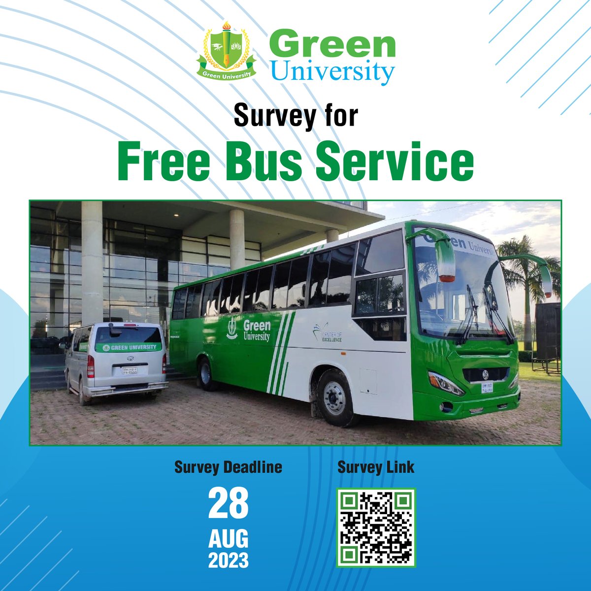 GreenVarsity's tweet photo. All regular students (Day, Weekend, MBA, LLM) of GUB are instructed to visit the following link and complete the survey. Survey Link: https://t.co/2UjRJsQoVV https://t.co/Y3t3cLE67j