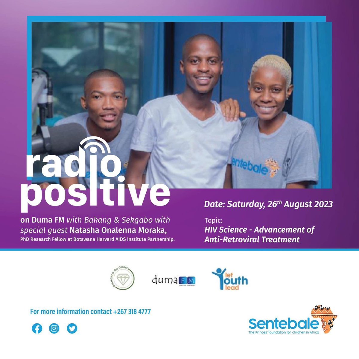 Sekgabosesela's tweet photo. 🌟 It's time to #LetYouthLead in discussions about health. Join us as we chat about advancements, challenges, and the future of HIV treatment. Set your alarms CAT, & be part of the conversation that's rewriting the future of healthcare! ✨
#RadioPositive #Health #HIVScience https://t.co/MTXFaSIDQr