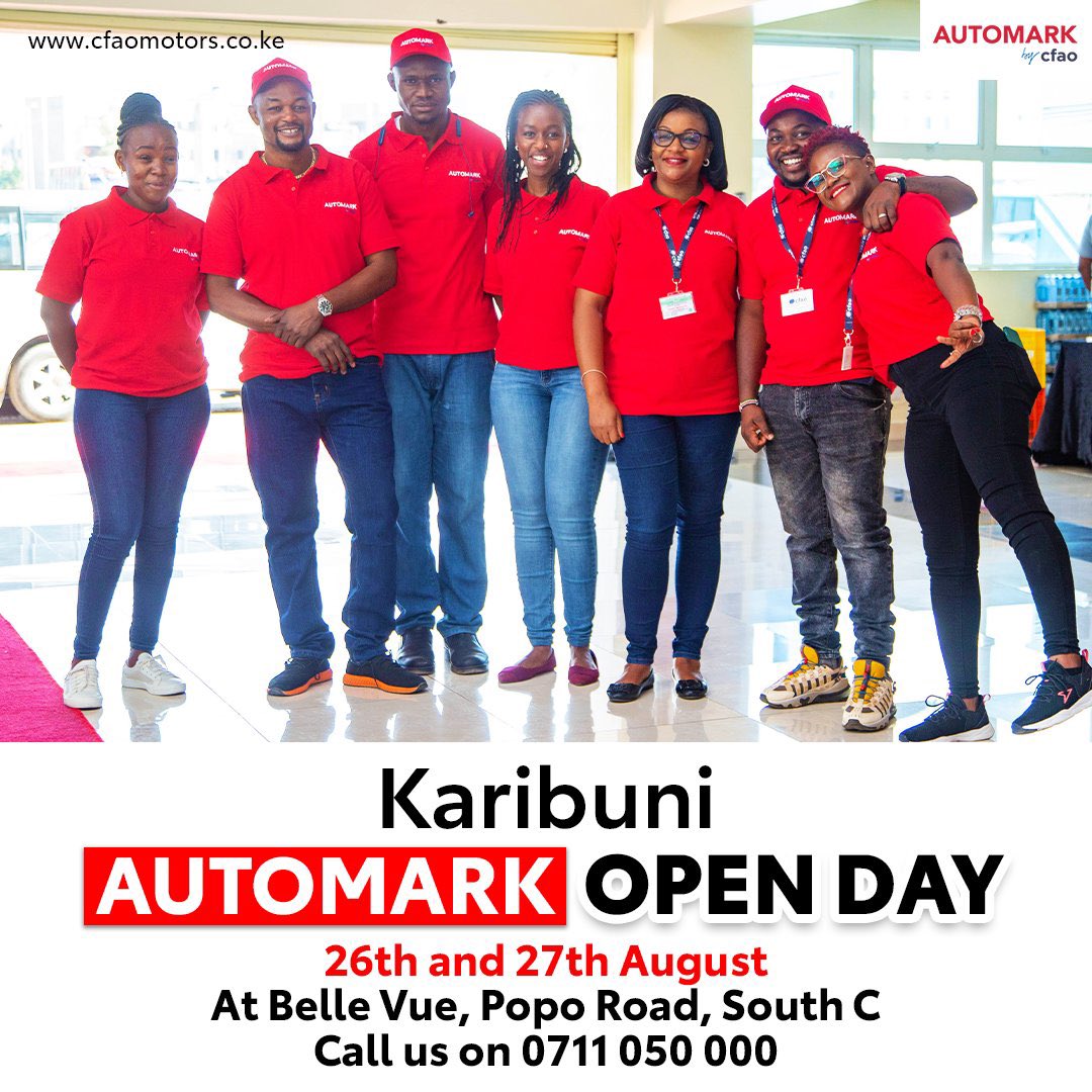 SpiceFMKE's tweet photo. It's D-Day! The Automark Open Day is happening today! Get ready for unforgettable car-shopping experience, great deals, & enjoy a free mechanical check while you’re at it.
#ItsTimeToSwitchUp #AutomarkOpenDay #AutomarkbyCFAOMotors #CFAOMotorsDrivesKenya @AutomarkCFAOKE https://t.co/ww9xcQAuPN
