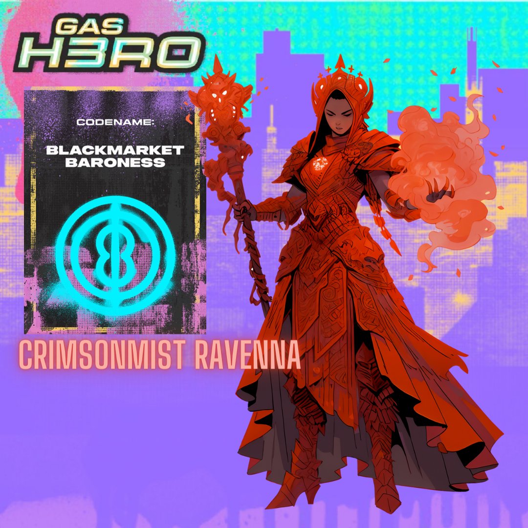 1psycheA's tweet photo. PSYCHE-series04
#blackmarketbaroness
#GasHeroGenesis
#GasHero
@GasHeroOfficial 

Name:CrimsonMist Ravenna
In the GasHero universe, CrimsonMist Ravenna is an enigmatic force known for her skill with a hammer and her mastery of hermit crabs. Fueled by natural gas, her combat style is a dance of shadows and misdirection. Her philosophy centers on concealment and early-game advantages, making her not just a warrior but a master of hidden markets and influence. Ravenna embodies the veiled power and potential of natural gas in this labyrinthine world.

クリムゾンミスト・ラヴェンナ
GasHero の世界では、クリムゾンミスト ラヴェンナは、ハンマーの扱いとヤドカリの熟練で知られる謎めいた勢力です。 天然ガスを燃料とする彼女の戦闘スタイルは、影とミスディレクションのダンスです。 彼女の哲学は隠蔽とゲーム序盤のアドバンテージに重点を置いており、彼女を単なる戦士ではなく、隠れた市場と影響力の達人にしています。 ラヴェンナは、この迷宮のような世界で天然ガスのベールに包まれた力と可能性を体現しています。