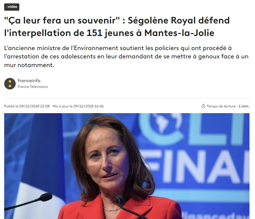 "Soyons un peu efficaces et un peu concrets. Ça ne leur a pas fait de mal, à ces jeunes, de savoir ce que c'est le maintien de l'ordre, la police, de se tenir tranquilles. Ça leur fera un souvenir. Et c'est pas mal pour leur redonner le sens de la réalité."

2018