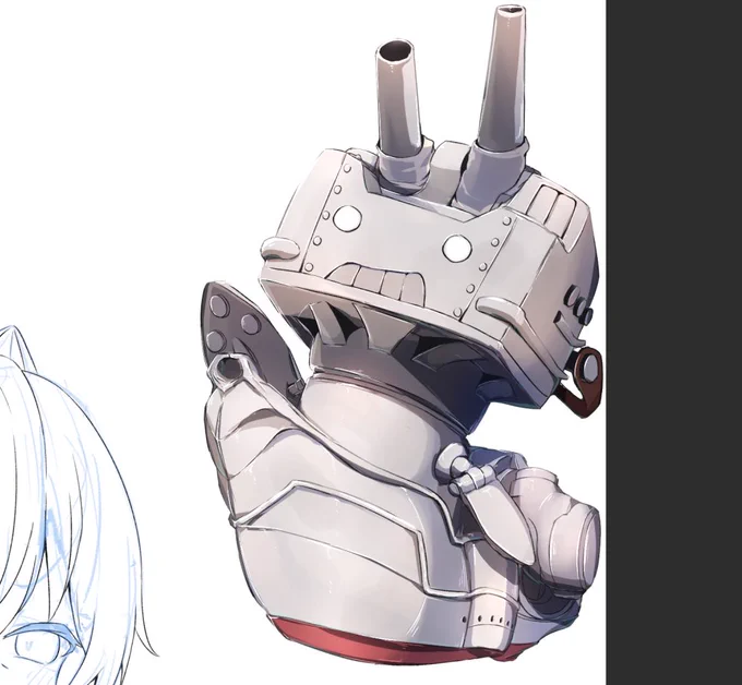 これはフィギュア写真とにらめっこして描いた連装砲くん 