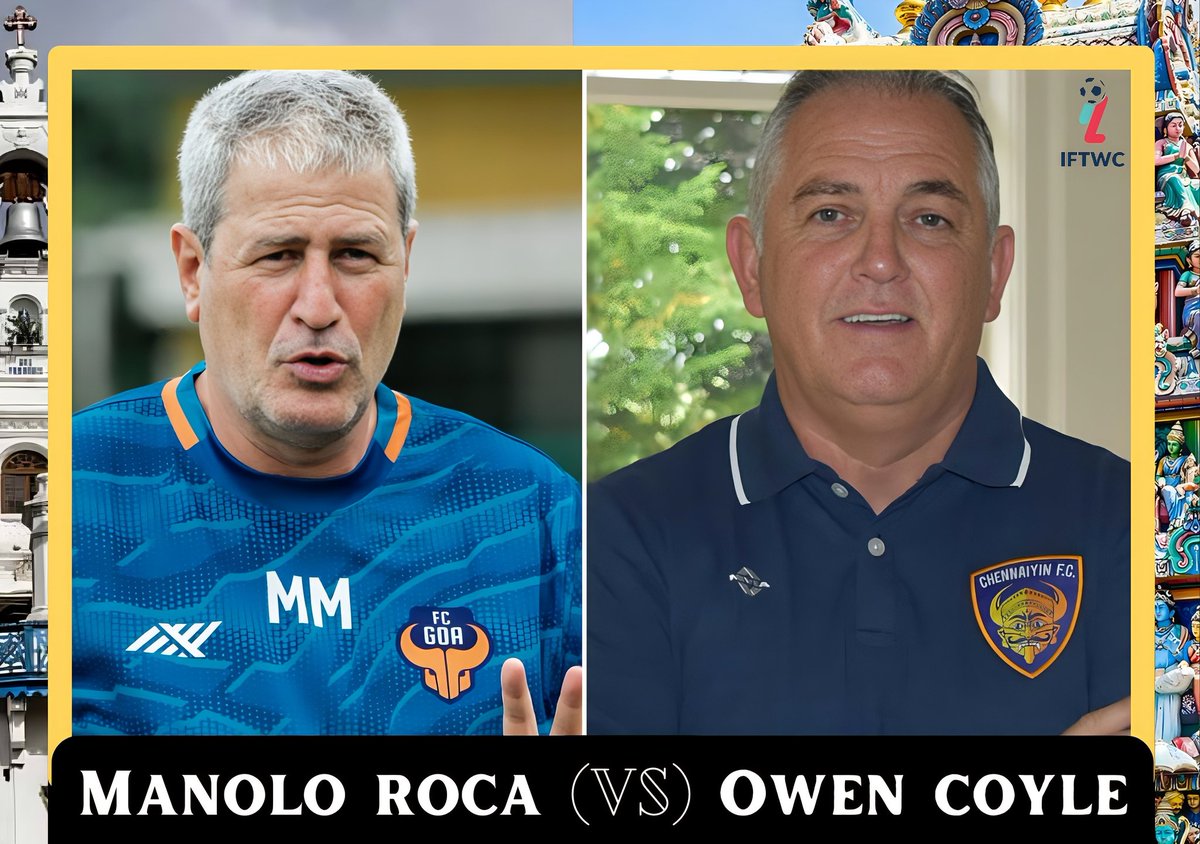 IFTWC's tweet photo. Battle of the Great Masterminds! 🧡⚔️⚔️💙

Are you ready for this exciting match tonight between the clubs managed by two of #ISL's most esteemed coaches in history? #IFTWC https://t.co/w4CvQJlcg4