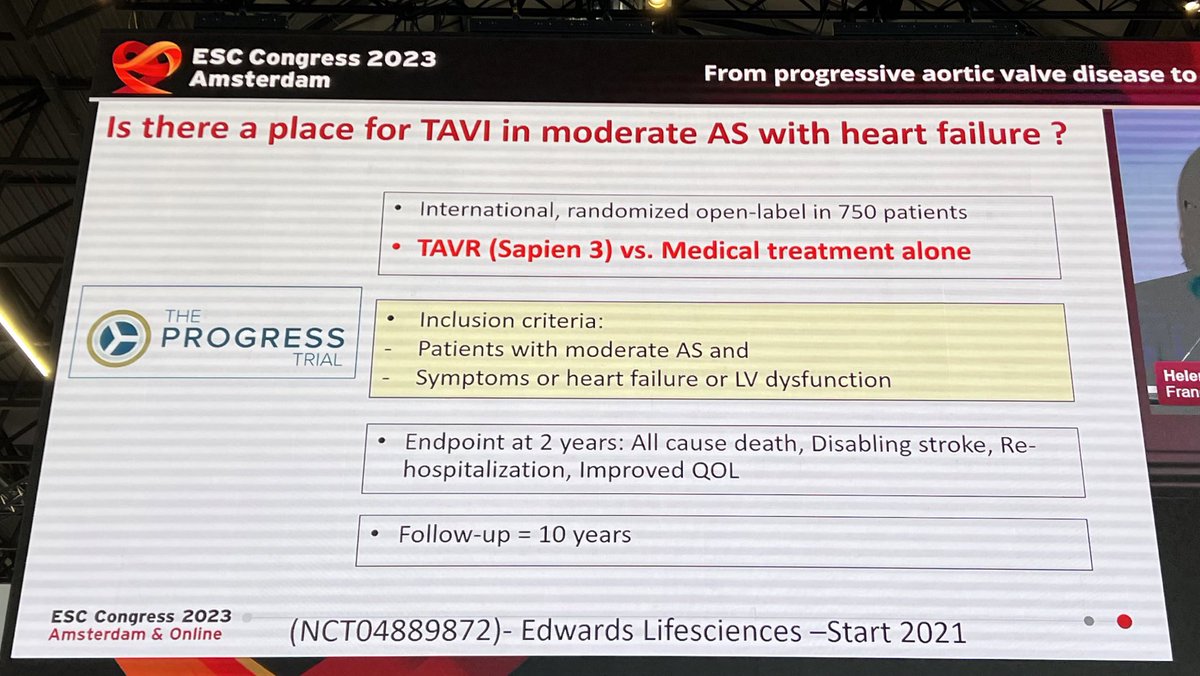 PhyllisSin's tweet photo. Excellent summary of established &amp; upcoming trials re: timing of #AS intervention. Awaiting results for what to do with:
1️⃣Severe AS w/o guideline criteria (Early TAVR, EXPAND TAVR II) 
2️⃣Moderate AS w/ #HF (TAVR Unload, PROGRESS)
@escardio #ESC2023 https://t.co/MM7wI9By7d