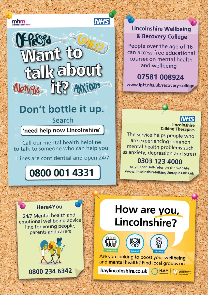 There’s lots of #mentalhealth and #wellbeing support available in #lincolnshire. Here’s some handy numbers and online resources 🌟