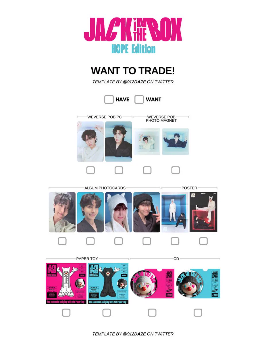jhope トレカ jack in the box ホソク トレカ まとめ売り j )⁷ on X: 