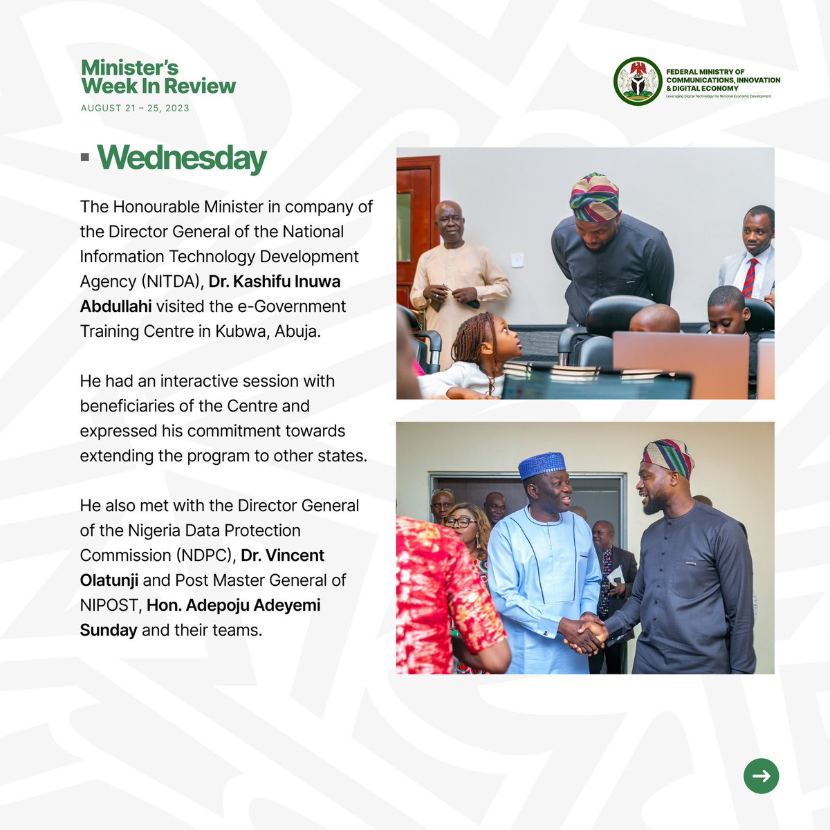 bosuntijani's tweet photo. It’s been a great start at the Ministry this week. Here are some highlights of what we got up to …1/2 #NigerianExcellence https://t.co/NpqUMJZMPD