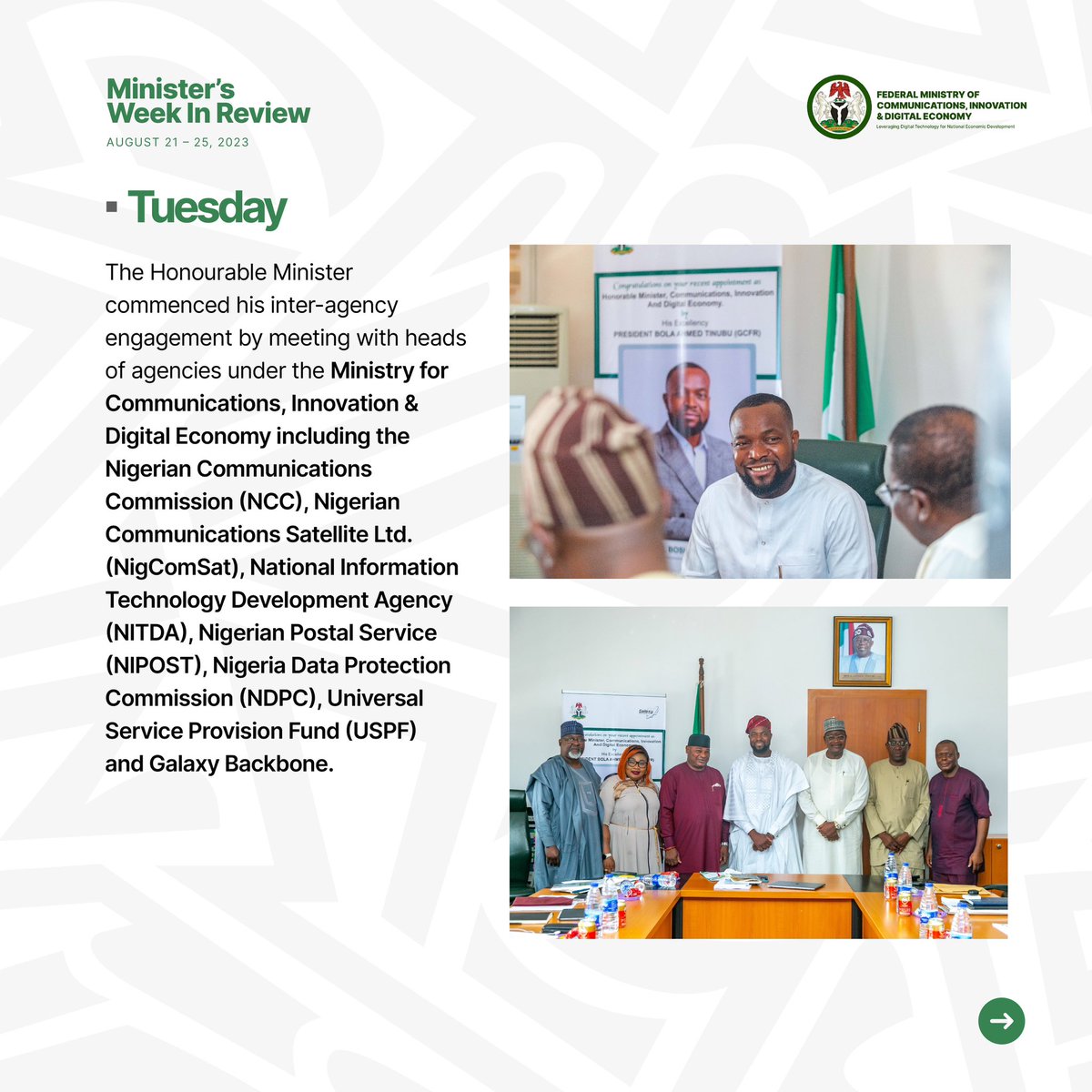 bosuntijani's tweet photo. It’s been a great start at the Ministry this week. Here are some highlights of what we got up to …1/2 #NigerianExcellence https://t.co/NpqUMJZMPD