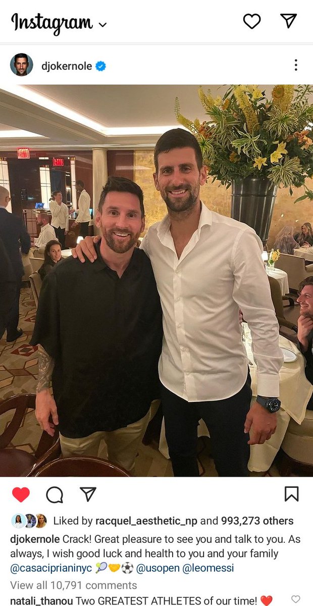 mpshe_shamai's tweet photo. Greatness attracts greatness 😍, almost a million likes #Djokovic🐐 #Messi𓃵 https://t.co/0MtqrUbL1k