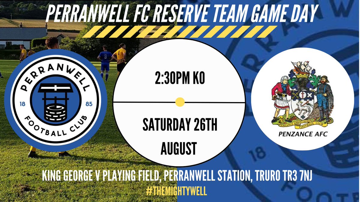 Perranwell AFC (@perranwellafc) on Twitter photo The Reserves are also in action this afternoon as they host <a href="/PenzanceAFC/">Penzance AFC</a> Reserves 🔵⚫️
#TheMightyWell The Reserves are also in action this afternoon as they host <a href="/PenzanceAFC/">Penzance AFC</a> Reserves 🔵⚫️
#TheMightyWell