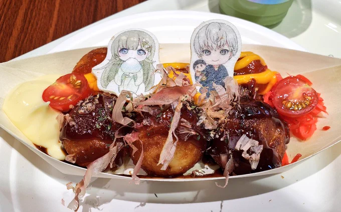 早めに用事終われたので旅団カフェ行ってきましたヘンディー&amp;はなリサのたこ焼き美味かったえぺまつりファイト～～ 