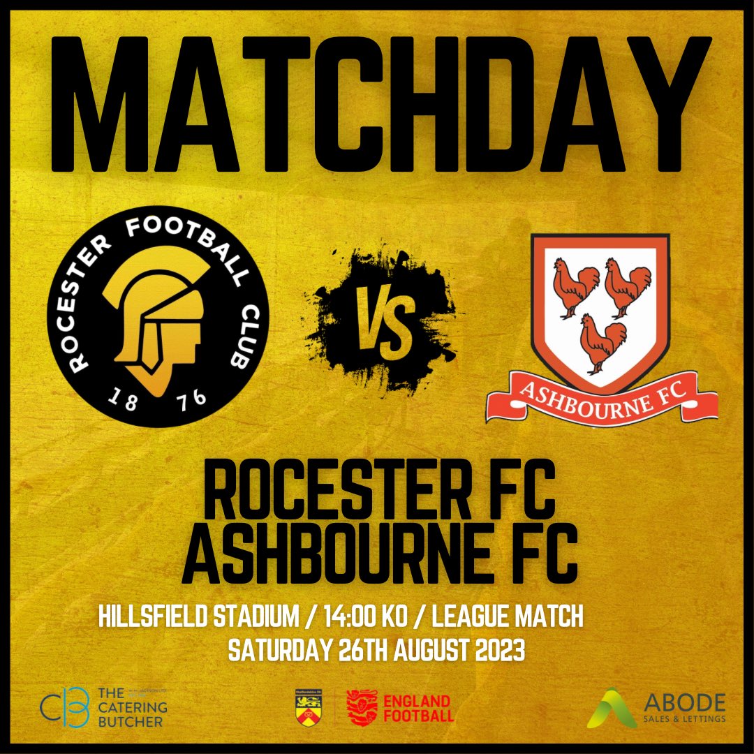𝗠𝗔𝗧𝗖𝗛𝗗𝗔𝗬! 🟡⚫️

⚽️ Rocester FC Vs Ashbourne FC

🗓26/08/23

🤝 League Match 

🕝 14:00 Kick Off

🏟 Hillsfield Stadium, Rocester, ST14 5JX

🎟 Adult £5 / Concession £3 / U16 £1

🍔 Food hut and bar open! 🍻

👋🏻 See you there!