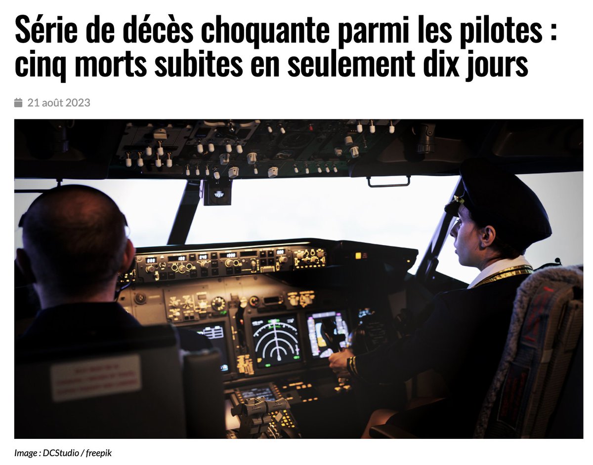 silvano_trotta's tweet image. Cinq décès soudains et inattendus de pilotes ont été signalés entre le 7 et le 17 août seulement, dont trois en une seule semaine. Mais cela n'intéresse nullement les médias... On se demande pourquoi ? 

ibtimes.co.in/another-pilot-…