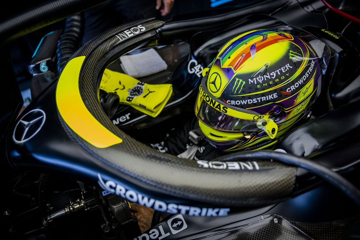 MercedesAMGF1's tweet photo. Let's get back to some track action before those showers return. 😬 https://t.co/HOws3rQZWf