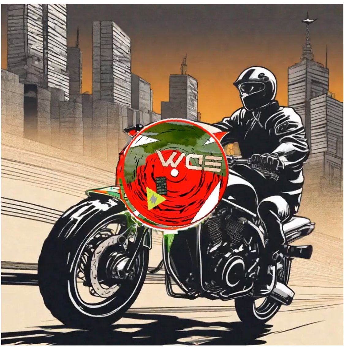 stevenwakeman76's tweet photo. Prompt: manga style on motorbike riding away from city silhouette being chased by tentacles
@KORUS_AI #CreateWithDiscMosaic https://t.co/qid2PPPufb
