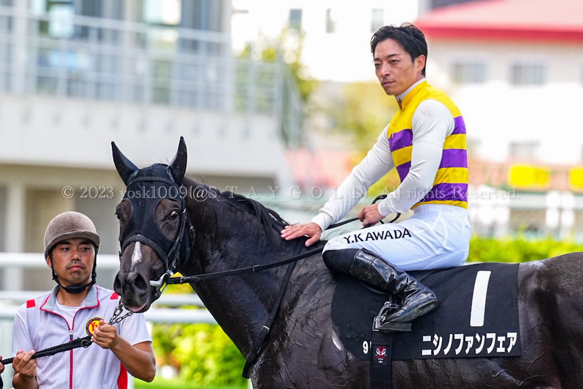 S_T_A_Y_G_O_L_D's tweet photo. 2023年8月26日
#ルスツ特別
優勝馬 #ニシノファンフェア ( #NishinoFunfair )号
父 #ホッコータルマエ
母 #ニシノメルモ
騎手 #川田将雅
調教師 #和田勇介厩舎
オーナー #西山茂行 ( @seiun0005 )さま
生産者 #本桐牧場 ( @honkirifarm )さま
#札幌競馬場
#SapporoRaceCourse https://t.co/V3zJpxx8ET