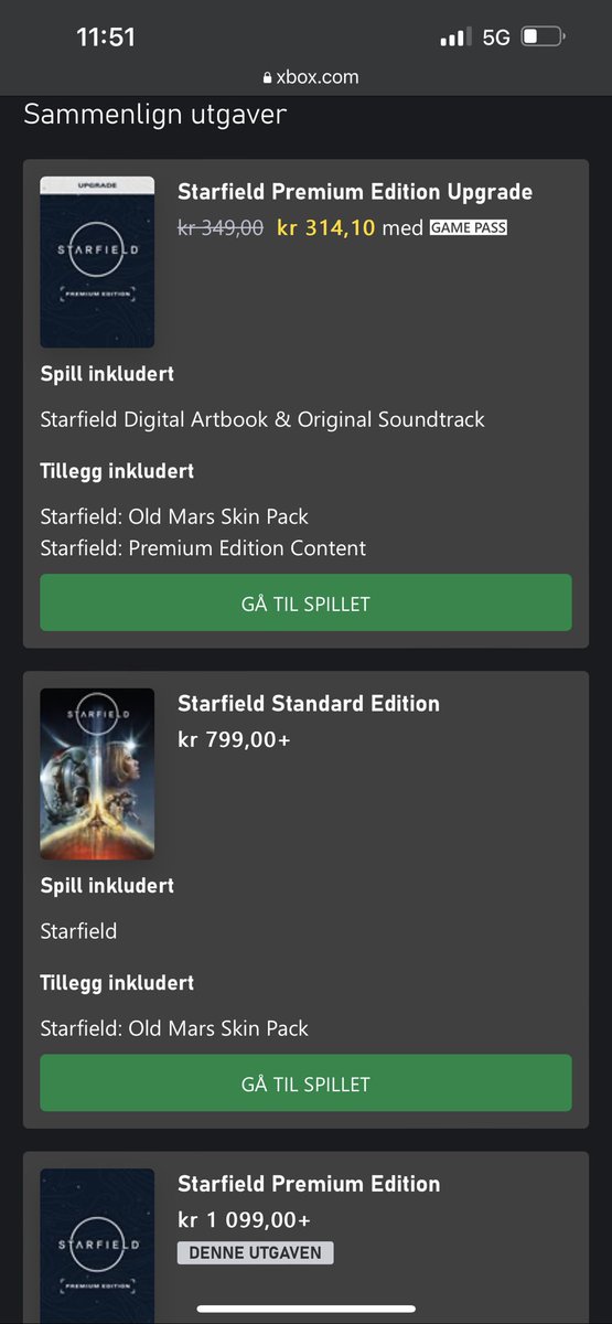 kristrev's tweet photo. For et tilbud! 1113kr for standard + upgrade, eller 1099 for premium. Håper jeg har misforstått noe https://t.co/G0QV9bvEnW