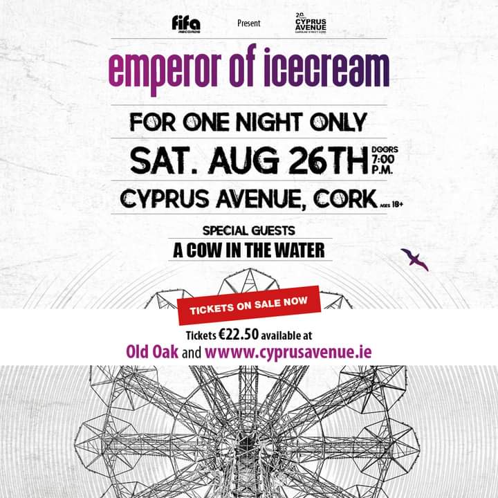 Today's the day! @TheEmperorsCork make their long awaited return to the live stage & what timing, the 3rd birthday of No Sound Ever Dies. Doors at @CyprusAveCork are 7pm, @ACowinthewater1 on stage 8pm, Emperors 9pm sharp. Last tickets here👉 eventbrite.ie/e/emperor-of-i…