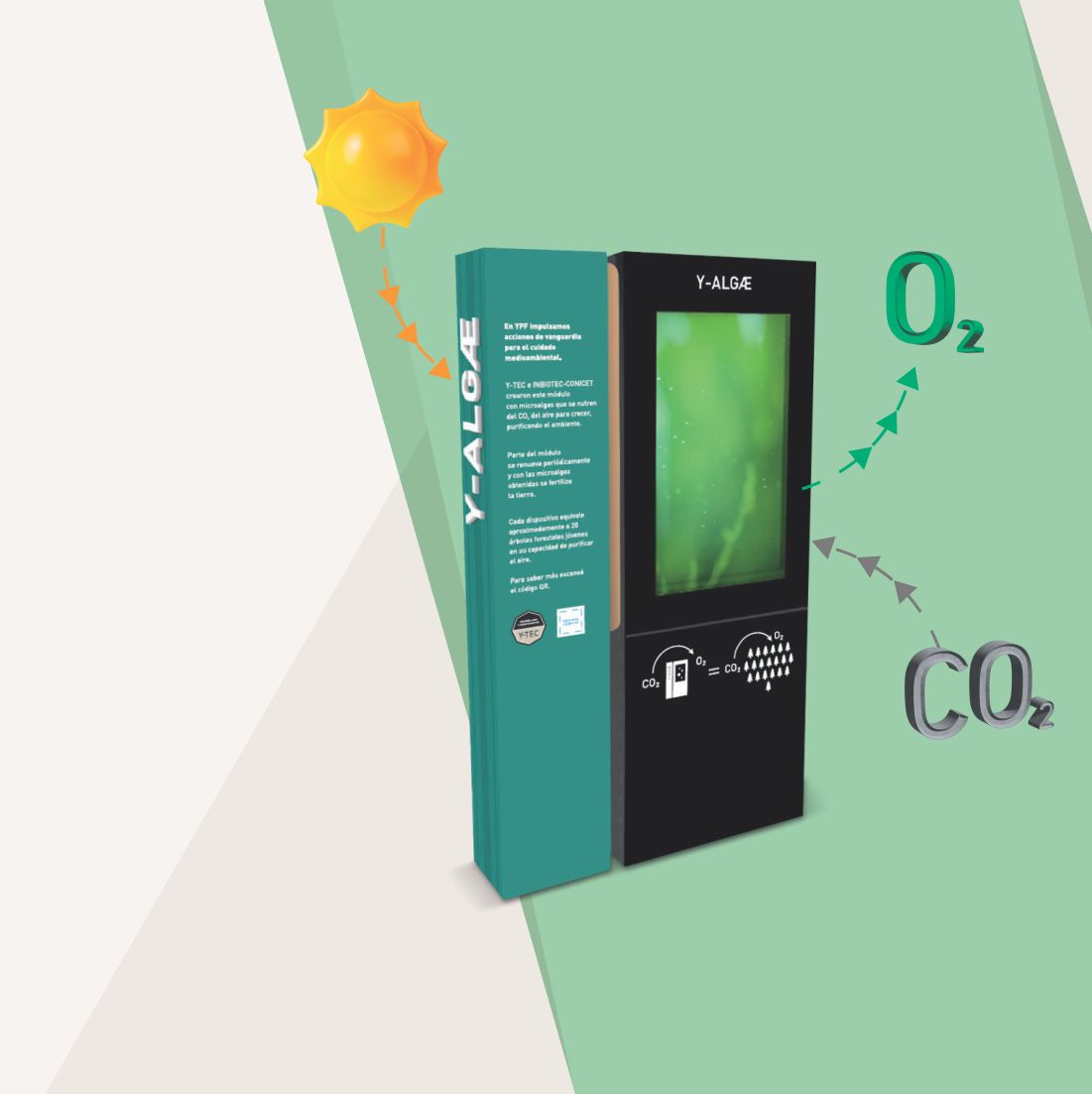 periferiacts's tweet photo. Desarrollan un dispositivo que cambia el dióxido de #carbono por oxígeno. Es un purificador del aire que funciona a partir de microalgas nativas, desarrollado entre un instituto de investigación del #conicet  y la empresa de tecnología de #YPF , Y-TEC.
https://t.co/u3QcfRdCbz https://t.co/vWeaEwmHwh