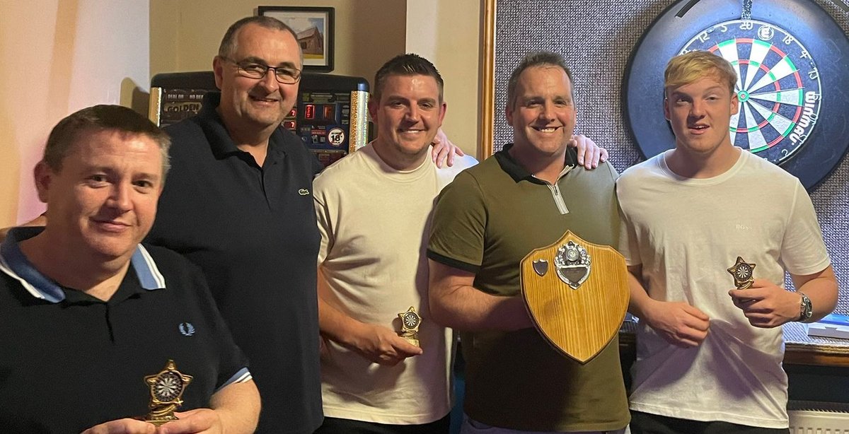 Success for some of our Denbigh darters. As the Golden Lion, Llandyrnog are crowned Ruthin Summer champions 2023 ❤️🏆🥇
<a href="/DaiDavies23/">David Davies</a> <a href="/SteveGierke/">Steve Gierke</a> <a href="/Misterduds/">Gary Williams</a> <a href="/hailesey/">Nick Hailes</a> Brad R,Joey H, Huw W <a href="/DWCookie/">David Cooke 🏴󠁧󠁢󠁷󠁬󠁳󠁿</a> , Matty Cooke.
Well some lads 🥇🏆❤️👍🏴󠁧󠁢󠁷󠁬󠁳󠁿.