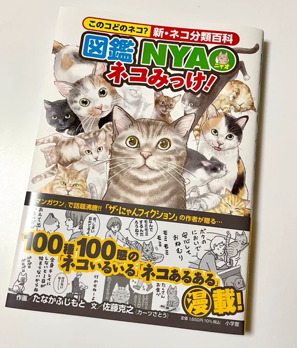 『図鑑NYAO ネコみっけ!』(小学館)
8/29発売。

文/佐藤克之(カーツさとう)
作画/たなかふじもと

当方がかなりフィーチャーされ大変恐縮ですが、カーツさとうさんとご一緒にお仕事できて楽しかったです。

なぜか漫画も載っています。…なぜ?
ちょっとした気の迷いで是非お買い求めください! 
