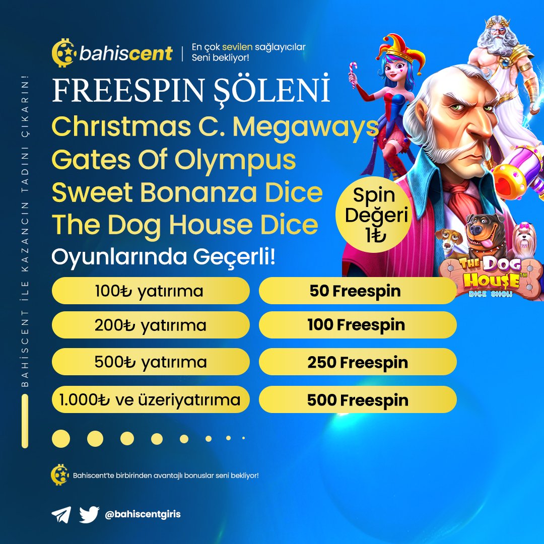 🎁🎁Minimum 50FreeSpin Maximum 500FreeSpin alabileceğiniz FreeSpin Şöleni ile karşınızdayız. Hemen yatırım yap ve talep et. ( Profil &gt; Bonuslar &gt; Bonus Talep &gt; Yatırım Bonusları &gt; %50 Bugün Özel Slot Çevrimsiz Bonusu) 🎰🎰

Güncel Giriş💻📲 t2m.io/cent 

#bahis
