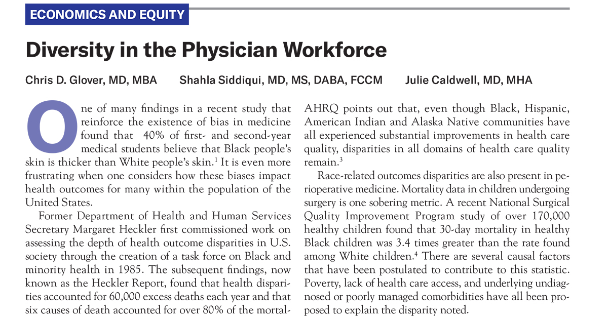 In “Diversity in the Physician Workforce” Drs. Glover, Siddiqui, and Caldwell discuss: 🔸Bias in #medicine 🔸Race-related outcomes #disparities 🔸Maternal mortality ow.ly/PCC050PyIy7 @shahlasi #MaternalMortality @TexasChildrens @harvardmed