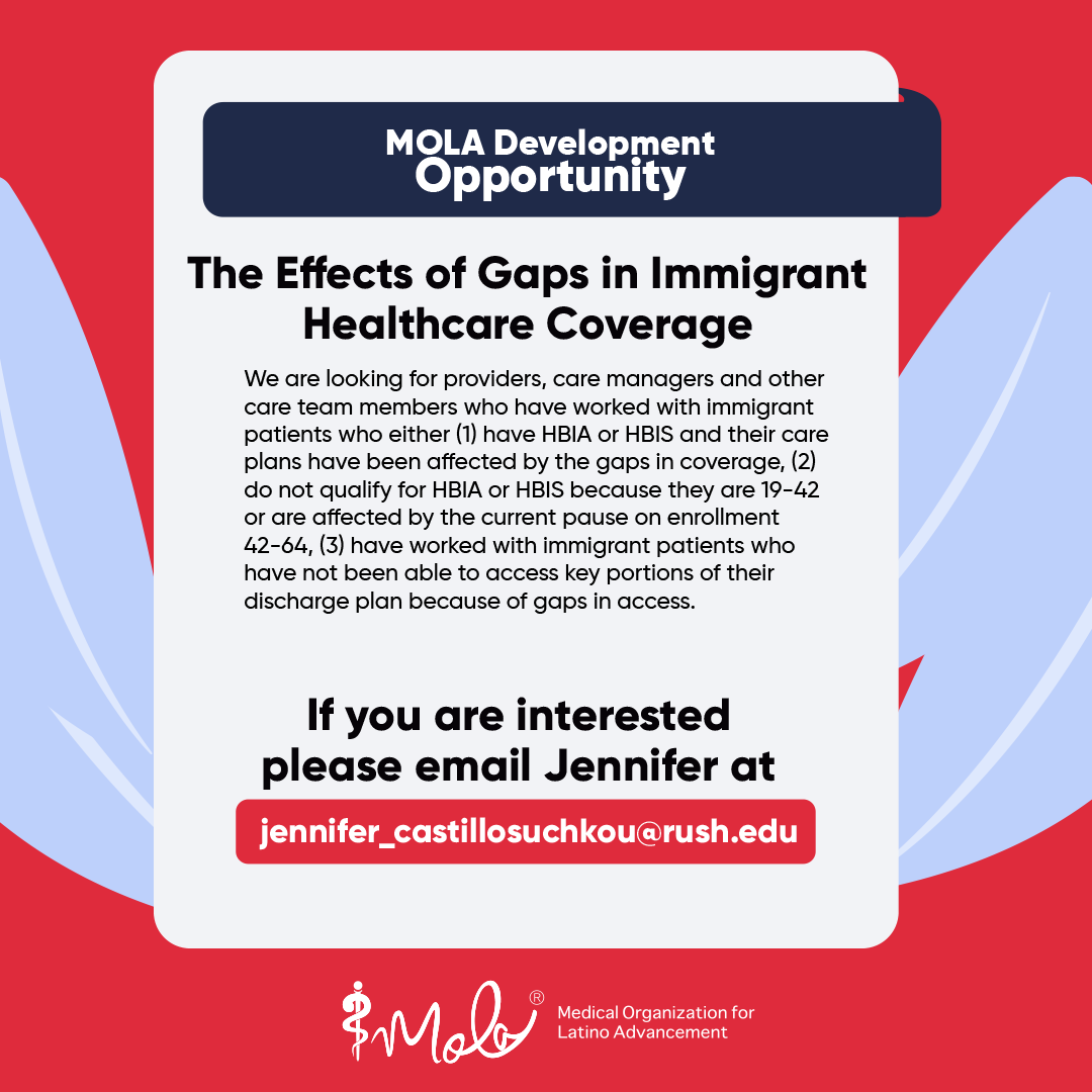 chicagomola's tweet photo. We are looking for providers, care managers and other care team members who have worked with immigrant patients.
If you are interested, please email Jennifer at jennifer_castillosuchkou@rush.edu.

#LatinoAdvancement #LatinosPhysician #MolaHealth #ChicagoMola #rushuniversity https://t.co/p9Qs9HJt9u