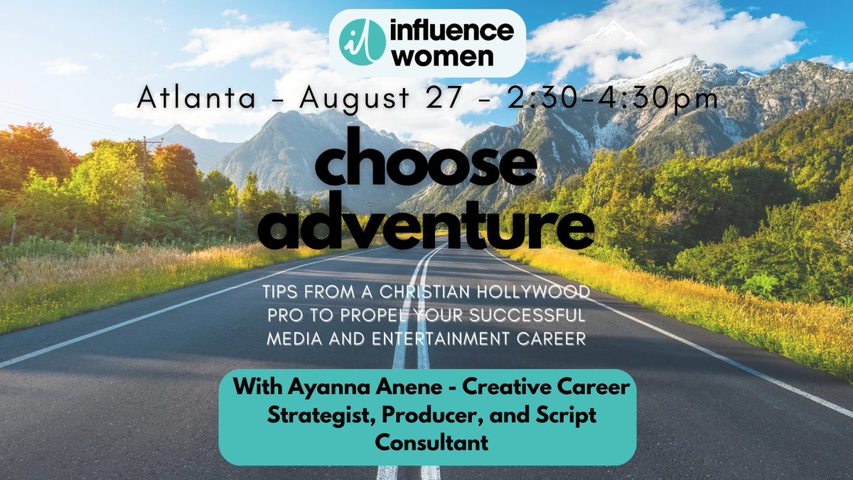 Do you work in #Atlanta in the media/entertainment/arts/music/leadership business? Connect with women TOMORROW that will help mentor & encourage your life. #ChooseAdventure #InfluenceWomen #media #entertainment #music #arts #leadership #faith #women #film #entertainmentbusiness