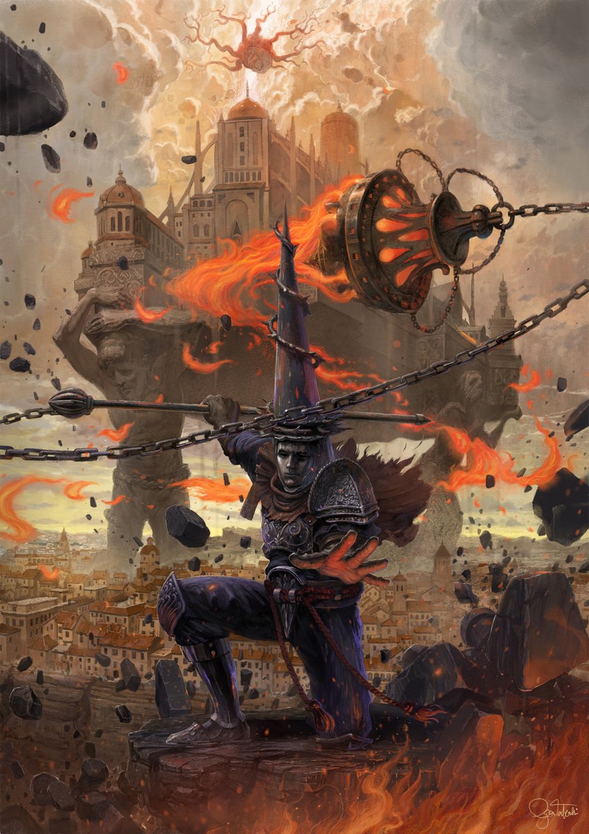 Many thanks to <a href="/Takeshi0ga/">Takeshi Oga / 緒賀岳志</a> for creating this incredible Penitent One illustration in celebration of the Blasphemous II launch!

Whom among you chose the War Censor as their first weapon?