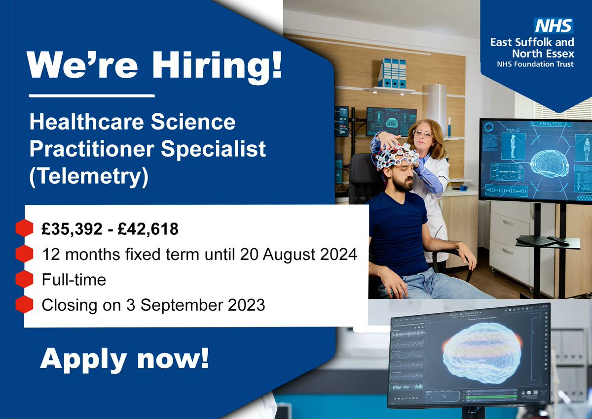 #TeamESNEFT are on the lookout for a forward thinking #Neurophysiology professional who would love to work at Ipswich Hospital! 👇👇👇 #ComeAndJoinUs

💻 Apply here: buff.ly/3PbRHkl 

#NHS #NHSHeroes #NHSJobs #TimeToShine #Healthcare #HealthcareScience <a href="/Science_Council/">Science Council</a>