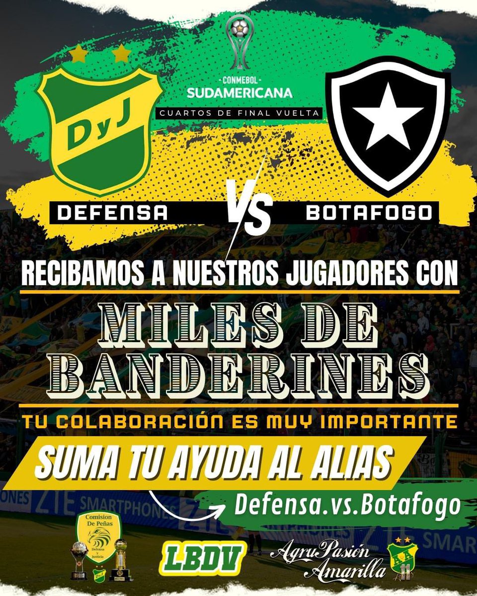 Súmate al recibimiento colaborando en el alias: defensa.vs.botafogo