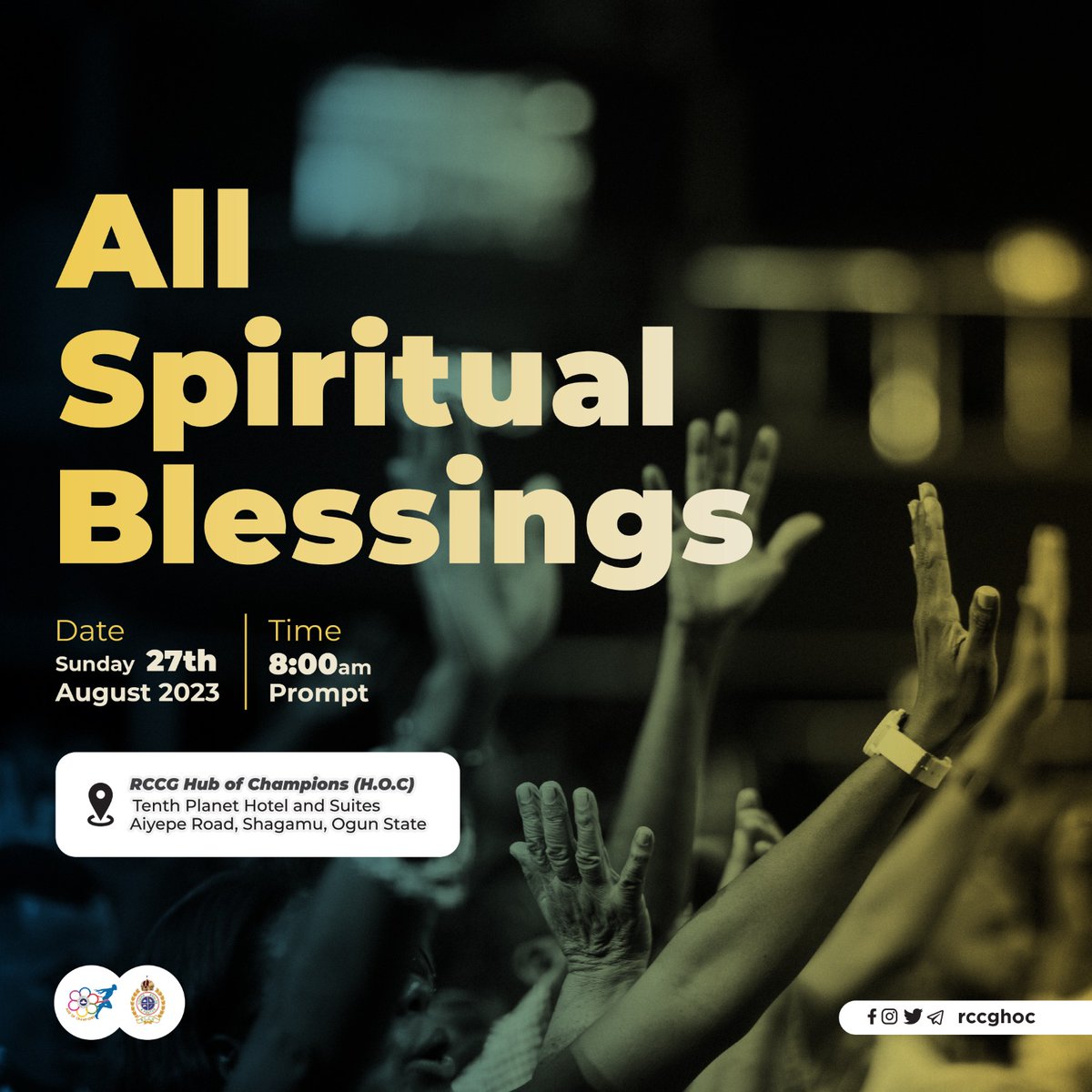 Rccg_HOC's tweet photo. Prepare to be uplifted and inspired! 

Join us this Sunday for 'ALL SPIRITUAL BLESSINGS' – a soul-nourishing gathering that will fill your day with positivity and Grace. 

Don't miss out on this incredible experience! 

See you there! ❤️

#SundayService
#RCCG
#HUBOFCHAMPION https://t.co/SD2ZDfODr7