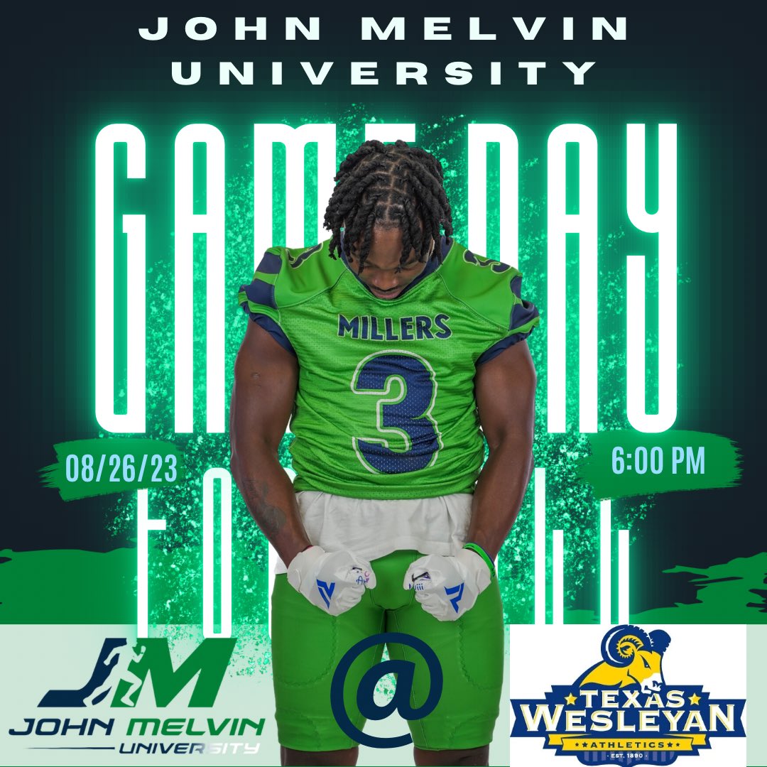 JohnMelvinU's tweet photo. John Melvin University Millers kick off their inaugural football season tonight at Texas Wesleyan University.  #makinghistory #millersnation https://t.co/2m2b3ZkGZD