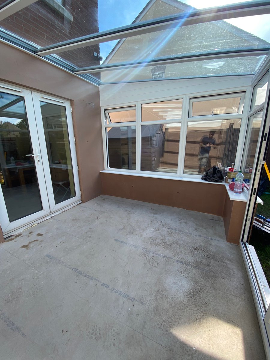 Conservatory boarded &amp; skimmed