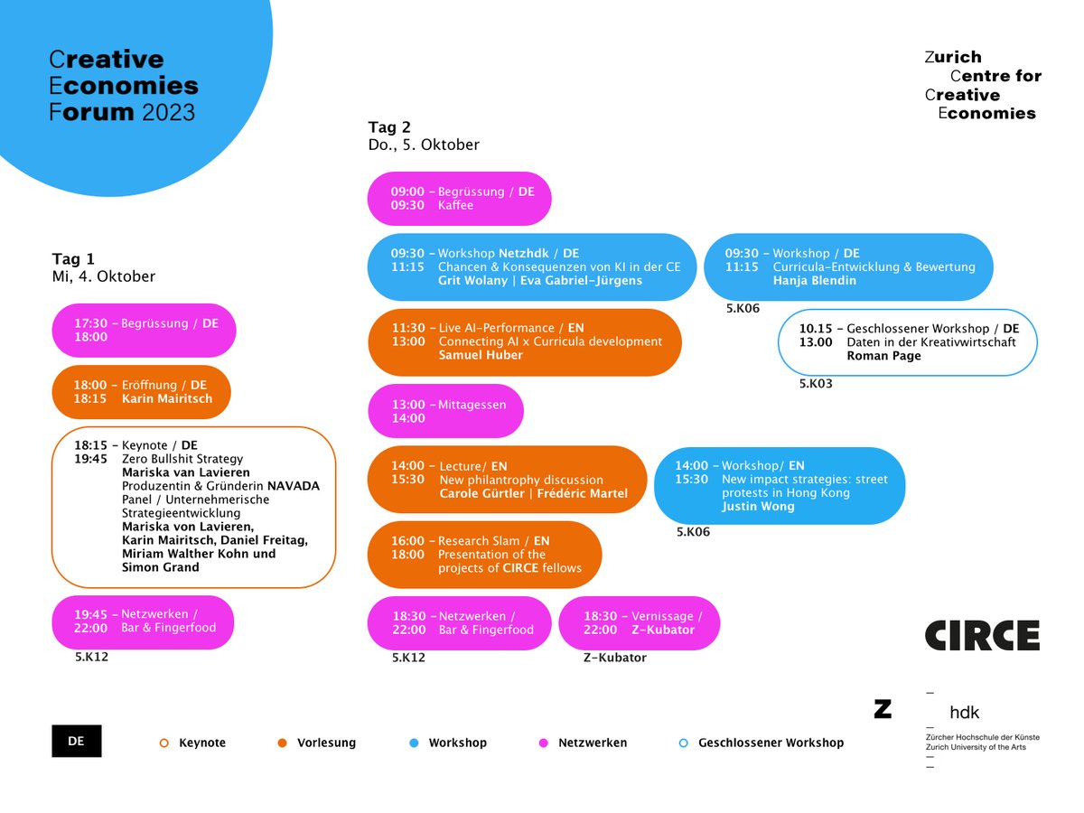 At the center of #CEF23 are various communities come together to have workshops and information formats on the topic of "strategizing".
 
Meet us at <a href="/zhdk/">ZHdK</a> on October 4–5, 2023.
 
Registration: goo.su/15JqSy
Information: lnkd.in/e_viCUNd

#ZCCE #Entrepreneurship