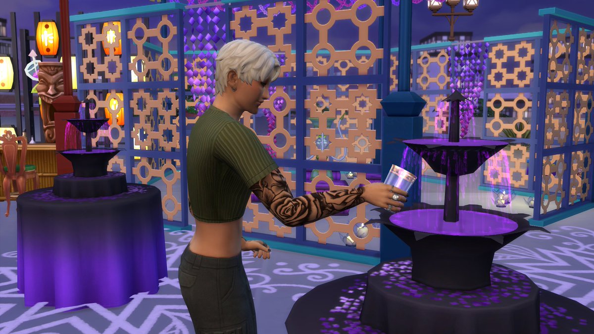 EveeSims's tweet photo. After class it was time to meet Dante at the  humour and hjinks festival, where Joon-Wo decided to take a drink of the prankster fountain. https://t.co/k3Ln6mR3wh