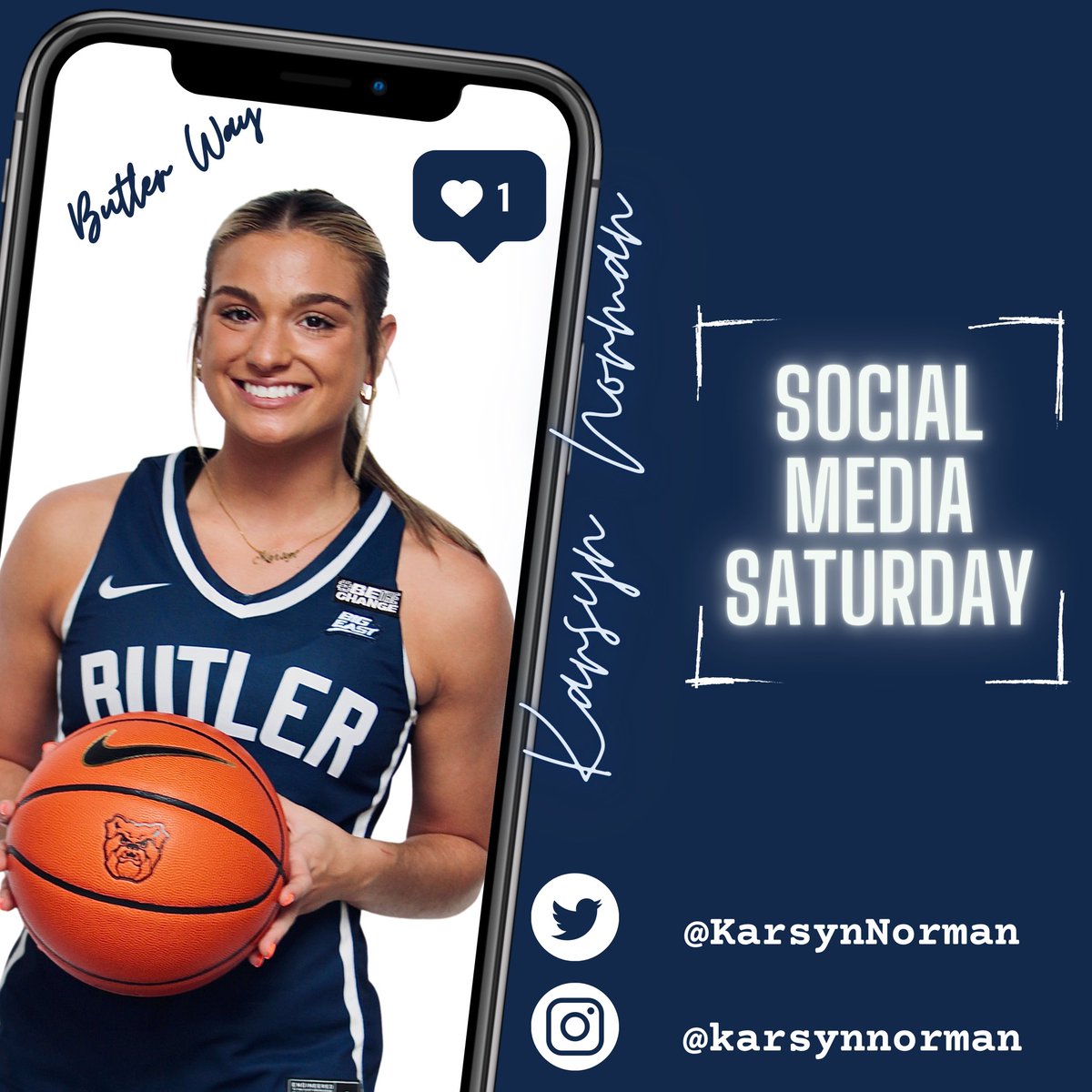 ButlerUWBB's tweet photo. Hey Bulldog Fans, 
Give our girl @KarsynNorman a follow! 🤩  

#SocialMediaSaturday https://t.co/77VEzPXUmK