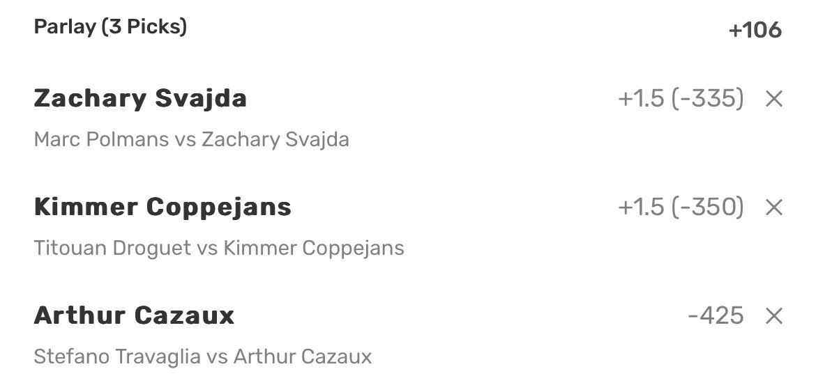 🚨🪜 HIGHLY REQUESTED LADDER CHALLENGE

Been the most requested thing for a long time. All lines will be coming from Bovada. The entire challenge will be posted FREE on my main page. LIKE IF TAILING 👍 

🎾 DAY 1 - $10 —>$20.6

Svajda to win a set
Coppejans to win a set
Cazaux ML