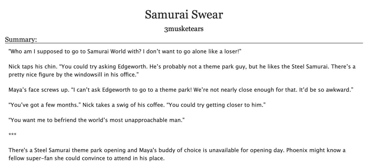 oooo you wanna read my Maya and Edgeworth bonding fic soooo bad
archiveofourown.org/works/49631440